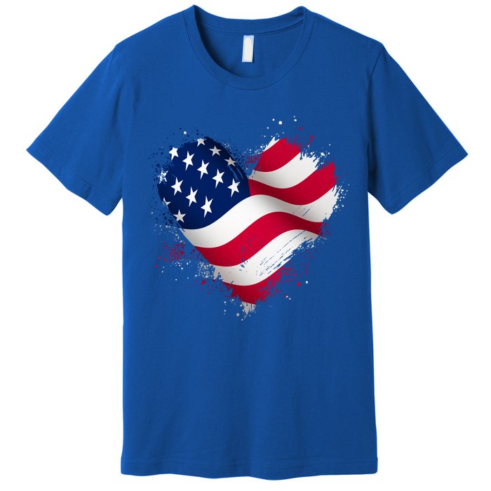 Patriotic Usa American Flag Heart Premium T-Shirt