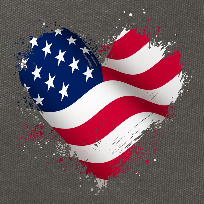 Patriotic Usa American Flag Heart Cotton Canvas Backpack