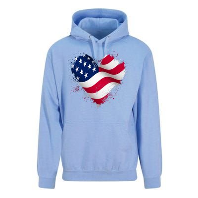 Patriotic Usa American Flag Heart Unisex Surf Hoodie