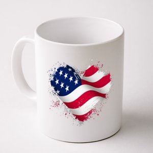 Patriotic Usa American Flag Heart Coffee Mug