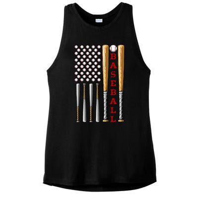 Patriotic Us American Baseball Flag Vintage Baseball Flag Ladies PosiCharge Tri-Blend Wicking Tank