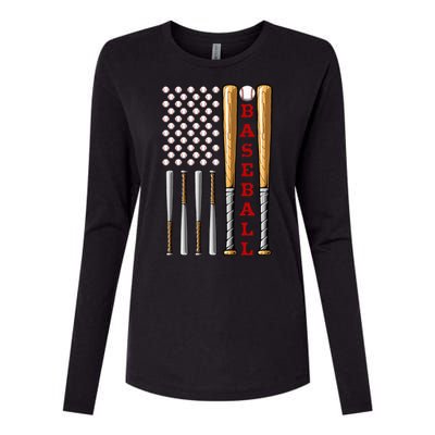 Patriotic Us American Baseball Flag Vintage Baseball Flag Womens Cotton Relaxed Long Sleeve T-Shirt