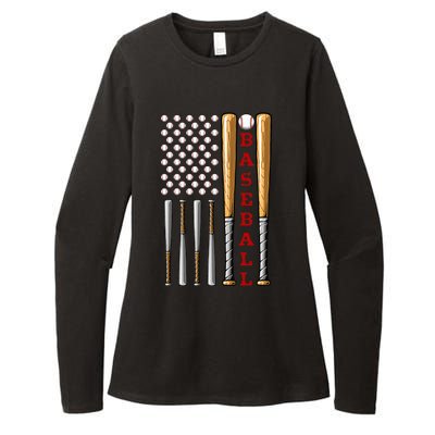 Patriotic Us American Baseball Flag Vintage Baseball Flag Womens CVC Long Sleeve Shirt