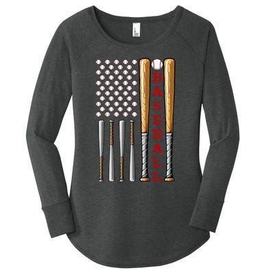 Patriotic Us American Baseball Flag Vintage Baseball Flag Women's Perfect Tri Tunic Long Sleeve Shirt