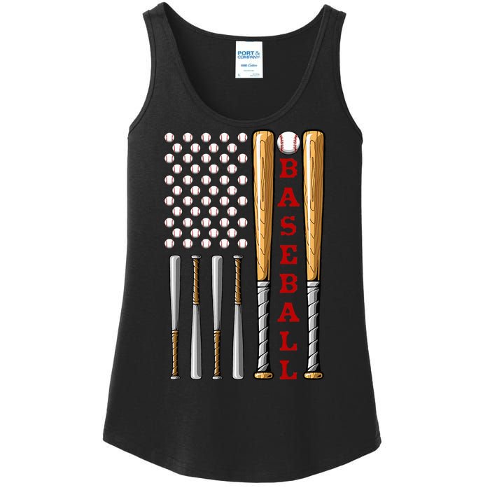 Patriotic Us American Baseball Flag Vintage Baseball Flag Ladies Essential Tank