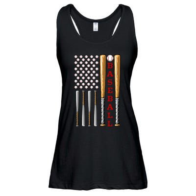 Patriotic Us American Baseball Flag Vintage Baseball Flag Ladies Essential Flowy Tank