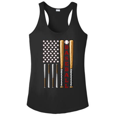 Patriotic Us American Baseball Flag Vintage Baseball Flag Ladies PosiCharge Competitor Racerback Tank