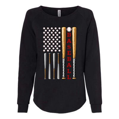 Patriotic Us American Baseball Flag Vintage Baseball Flag Womens California Wash Sweatshirt