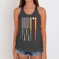 Patriotic Us American Baseball Flag Vintage Baseball Flag Women's Knotted Racerback Tank