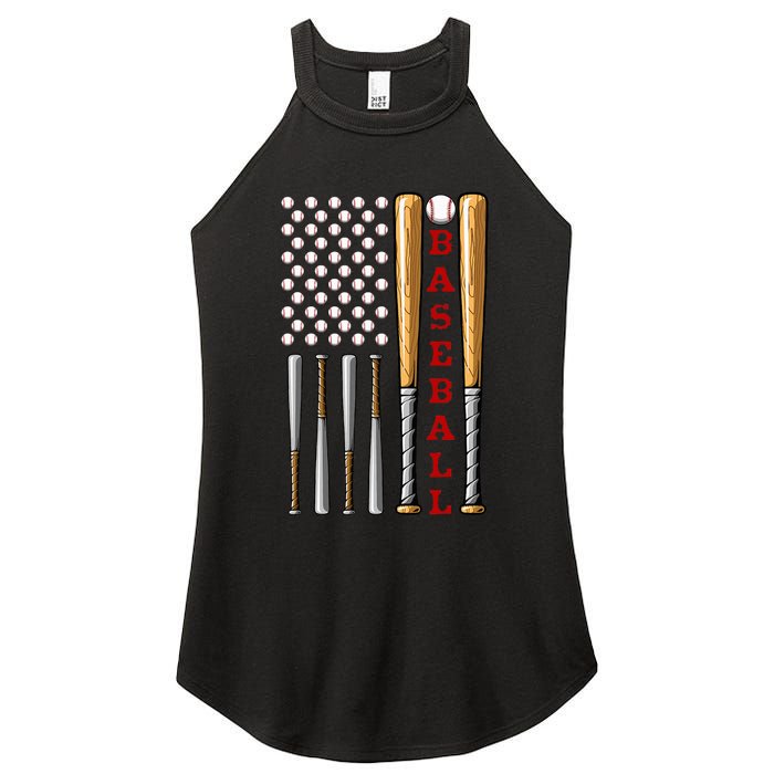 Patriotic Us American Baseball Flag Vintage Baseball Flag Women's Perfect Tri Rocker Tank