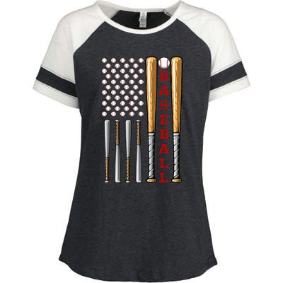 Patriotic Us American Baseball Flag Vintage Baseball Flag Enza Ladies Jersey Colorblock Tee