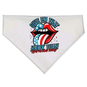 Patriotic Usa American Flag Lips Give Em That Hawk Tuah Spit On That Thang USA-Made Doggie Bandana