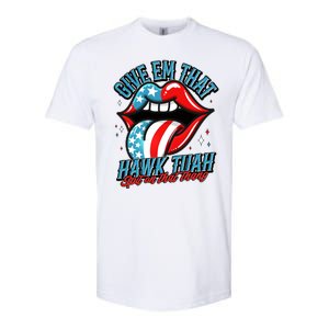 Patriotic Usa American Flag Lips Give Em That Hawk Tuah Spit On That Thang Softstyle CVC T-Shirt