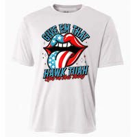 Patriotic Usa American Flag Lips Give Em That Hawk Tuah Spit On That Thang Cooling Performance Crew T-Shirt