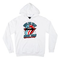 Patriotic Usa American Flag Lips Give Em That Hawk Tuah Spit On That Thang Hoodie