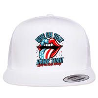 Patriotic Usa American Flag Lips Give Em That Hawk Tuah Spit On That Thang Flat Bill Trucker Hat