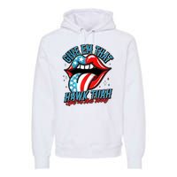 Patriotic Usa American Flag Lips Give Em That Hawk Tuah Spit On That Thang Premium Hoodie