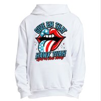 Patriotic Usa American Flag Lips Give Em That Hawk Tuah Spit On That Thang Urban Pullover Hoodie