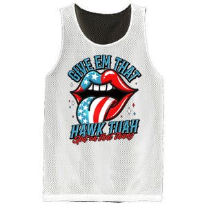 Patriotic Usa American Flag Lips Give Em That Hawk Tuah Spit On That Thang Mesh Reversible Basketball Jersey Tank