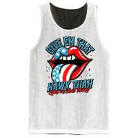 Patriotic Usa American Flag Lips Give Em That Hawk Tuah Spit On That Thang Mesh Reversible Basketball Jersey Tank