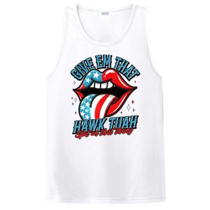 Patriotic Usa American Flag Lips Give Em That Hawk Tuah Spit On That Thang PosiCharge Competitor Tank