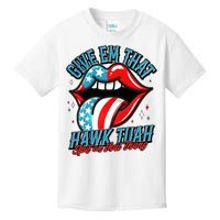 Patriotic Usa American Flag Lips Give Em That Hawk Tuah Spit On That Thang Kids T-Shirt