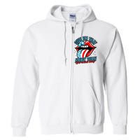 Patriotic Usa American Flag Lips Give Em That Hawk Tuah Spit On That Thang Full Zip Hoodie