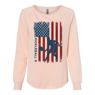 Pickleball Usa American Flag Pickle Ball Player Womens California Wash Sweatshirt