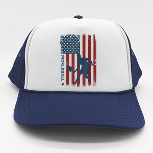 Pickleball Usa American Flag Pickle Ball Player Trucker Hat