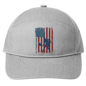 Pickleball Usa American Flag Pickle Ball Player 7-Panel Snapback Hat