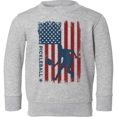 Pickleball Usa American Flag Pickle Ball Player Toddler Sweatshirt