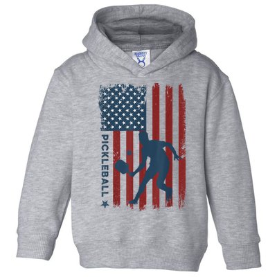 Pickleball Usa American Flag Pickle Ball Player Toddler Hoodie