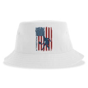 Pickleball Usa American Flag Pickle Ball Player Sustainable Bucket Hat