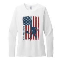 Pickleball Usa American Flag Pickle Ball Player Womens CVC Long Sleeve Shirt