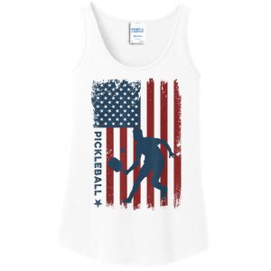 Pickleball Usa American Flag Pickle Ball Player Ladies Essential Tank