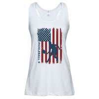 Pickleball Usa American Flag Pickle Ball Player Ladies Essential Flowy Tank