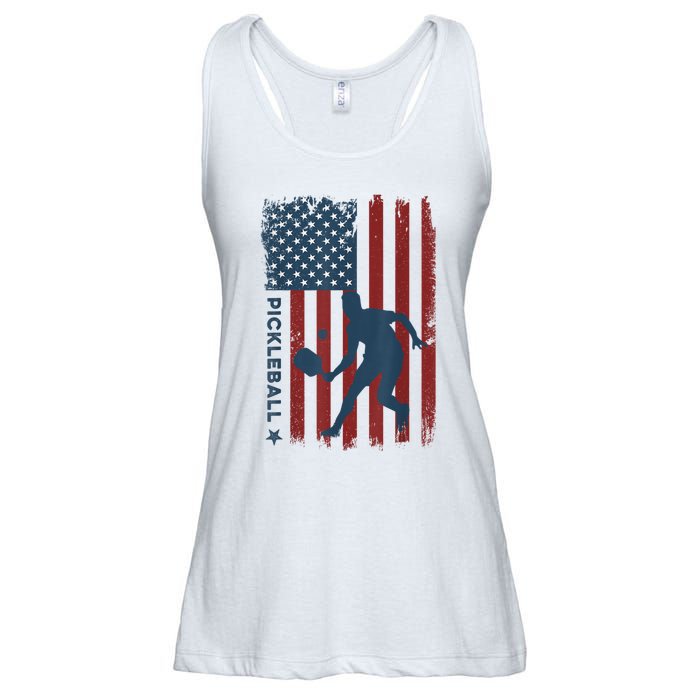 Pickleball Usa American Flag Pickle Ball Player Ladies Essential Flowy Tank