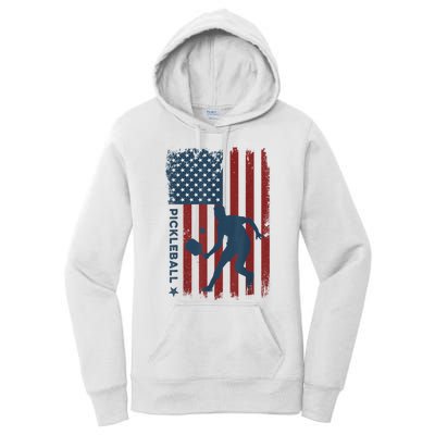 Pickleball Usa American Flag Pickle Ball Player Women's Pullover Hoodie