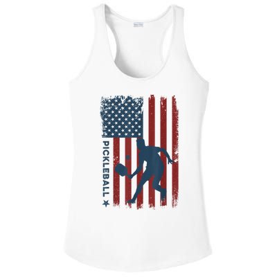 Pickleball Usa American Flag Pickle Ball Player Ladies PosiCharge Competitor Racerback Tank