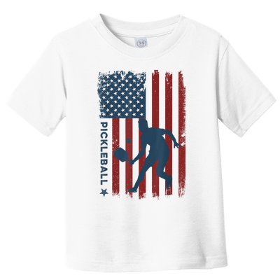 Pickleball Usa American Flag Pickle Ball Player Toddler T-Shirt