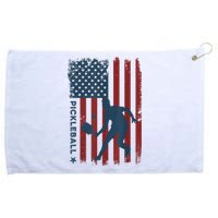 Pickleball Usa American Flag Pickle Ball Player Grommeted Golf Towel