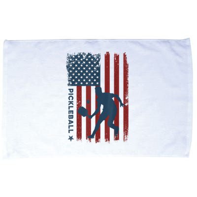 Pickleball Usa American Flag Pickle Ball Player Microfiber Hand Towel