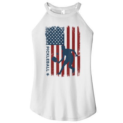 Pickleball Usa American Flag Pickle Ball Player Women's Perfect Tri Rocker Tank