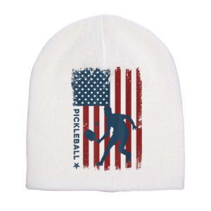 Pickleball Usa American Flag Pickle Ball Player Short Acrylic Beanie