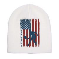 Pickleball Usa American Flag Pickle Ball Player Short Acrylic Beanie