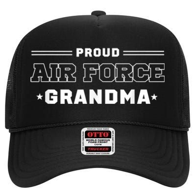 Proud US Air Force Grandma Military Pride High Crown Mesh Back Trucker Hat