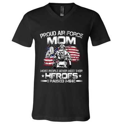 Proud U.S. Air Force Mom I Raised My Heroes V-Neck T-Shirt