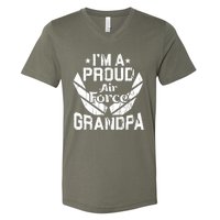 Proud Us Air Force Grandpa Veteran Granddad Grandfather V-Neck T-Shirt