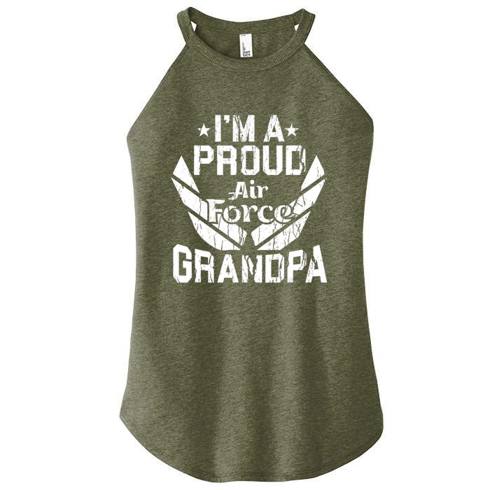 Proud Us Air Force Grandpa Veteran Granddad Grandfather Women's Perfect Tri Rocker Tank