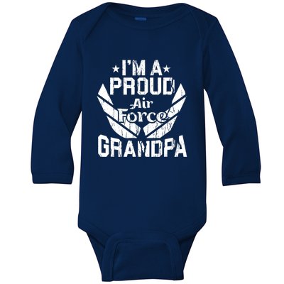 Proud Us Air Force Grandpa Veteran Granddad Grandfather Baby Long Sleeve Bodysuit